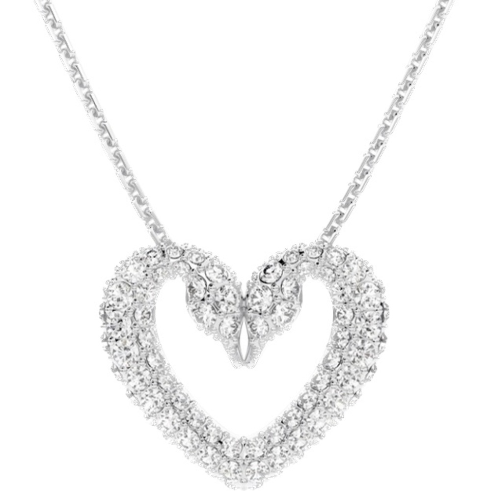Swarovski Double Swan Una Pendant Necklace - Rhodium Pavé